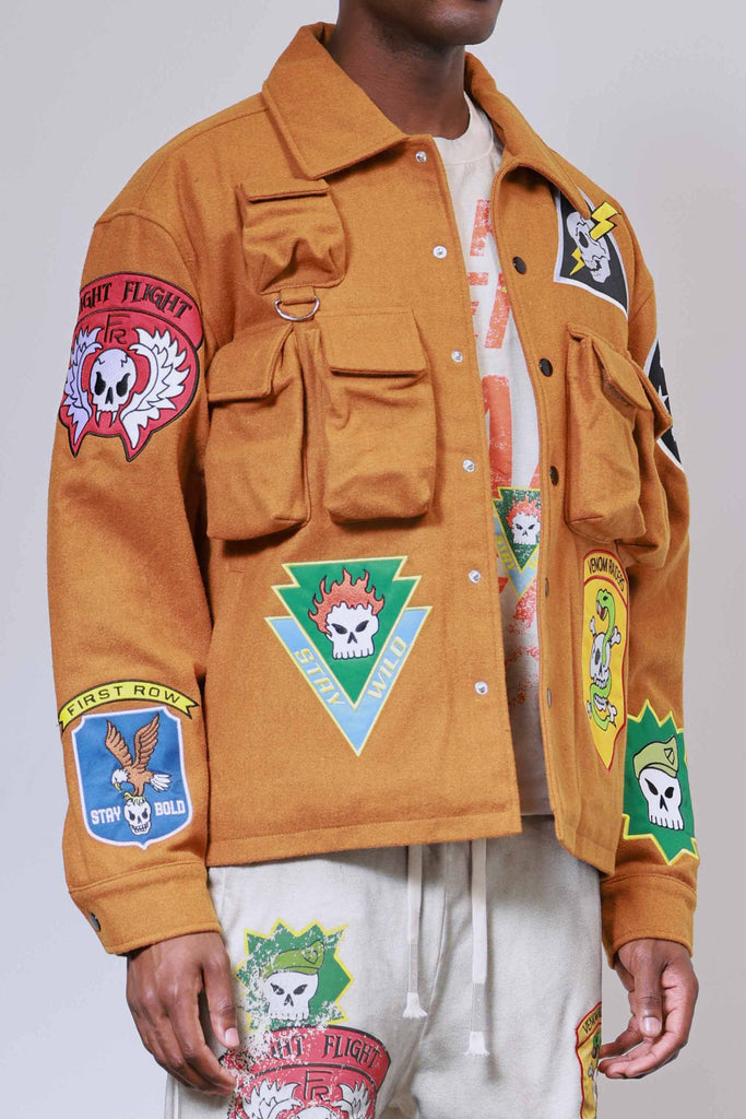 LOGO ALLOVER UTILITY WOOL JACKET