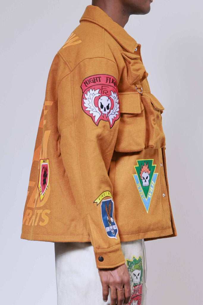 LOGO ALLOVER UTILITY WOOL JACKET