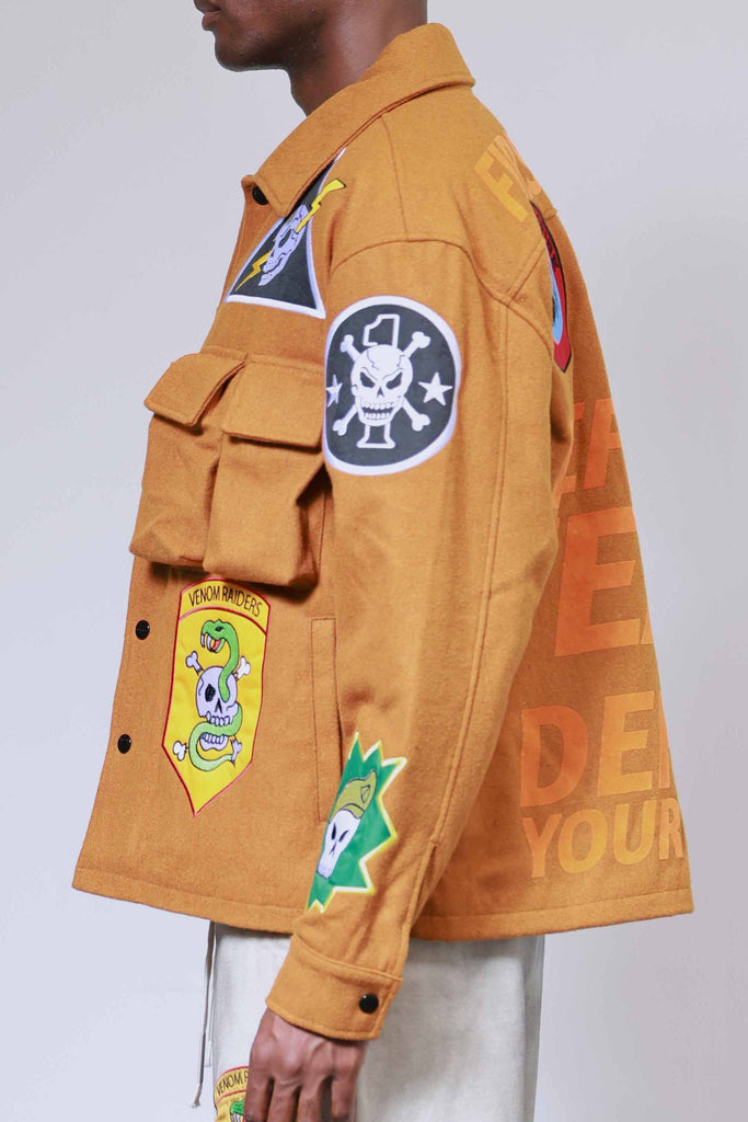 LOGO ALLOVER UTILITY WOOL JACKET