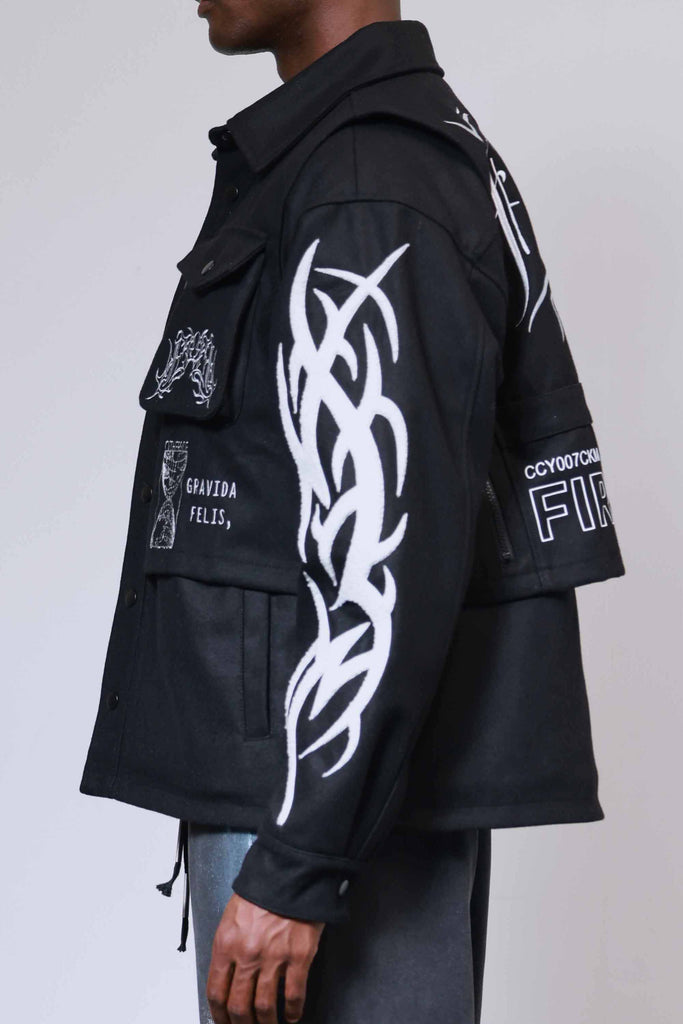 Y2K TRIBAL UTILITY WOOL JACKET