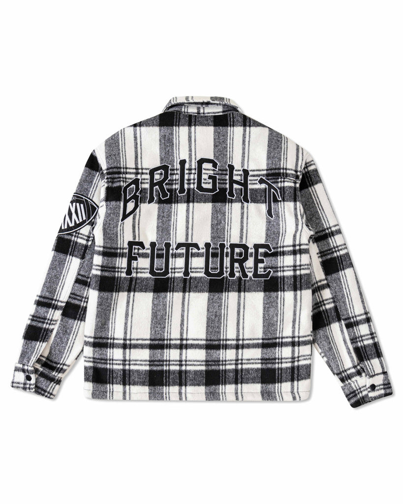 MUTI PATCHES WOOL CHECK PADDING SHACKET
