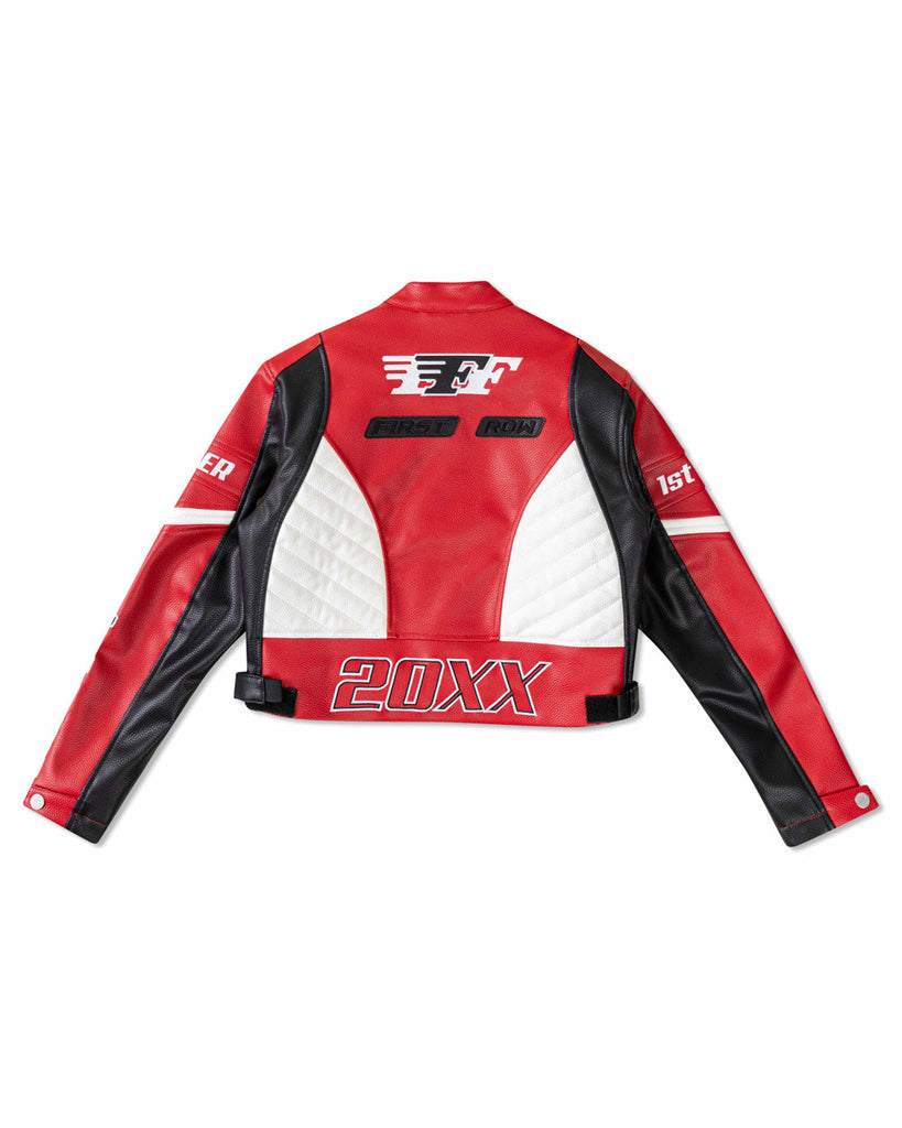 LEATHER RACING CROPPED JACKET