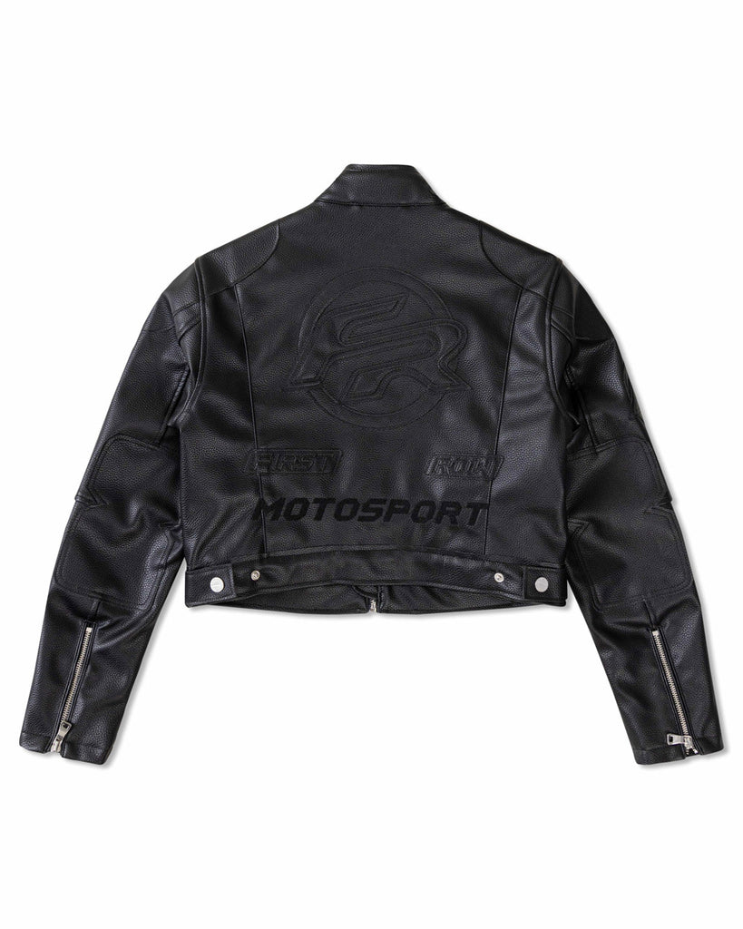 LEATHER RACING CROPPED JACKET