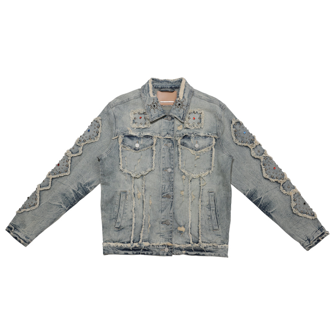MIDNIGHT RODEO EMBLISHEMENT DENIM TRUKER JACKET | First Row
