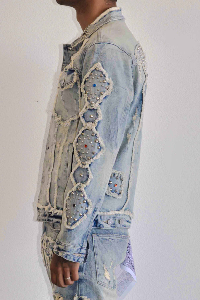 MIDNIGHT RODEO EMBLISHEMENT DENIM TRUKER JACKET