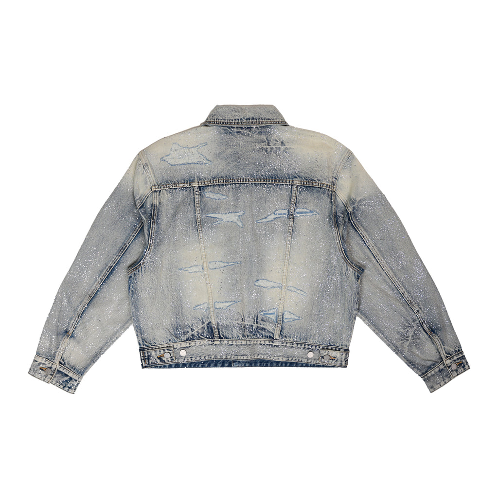 ALLOVER RHINE STONE DENIM TRUCKER JACKET