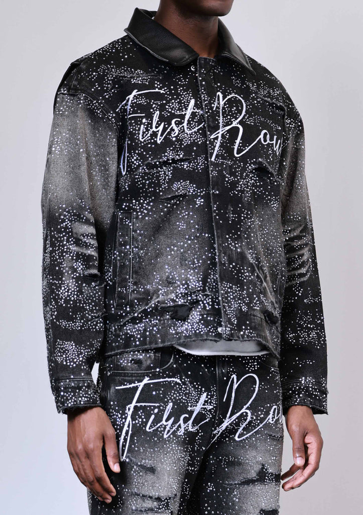 ALLOVER RHINE STONE BLACK WORKWEAR JACKET