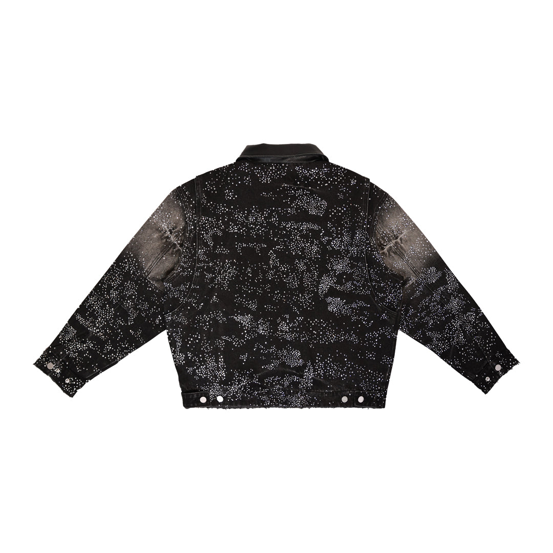ALLOVER RHINE STONE BLACK WORKWEAR JACKET