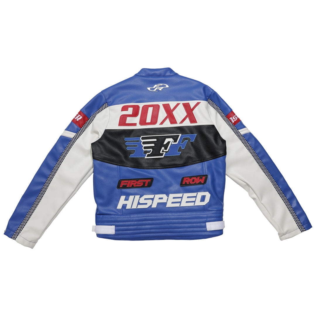CONTRAST MOTOR RACING LEATHER JACKET – First Row