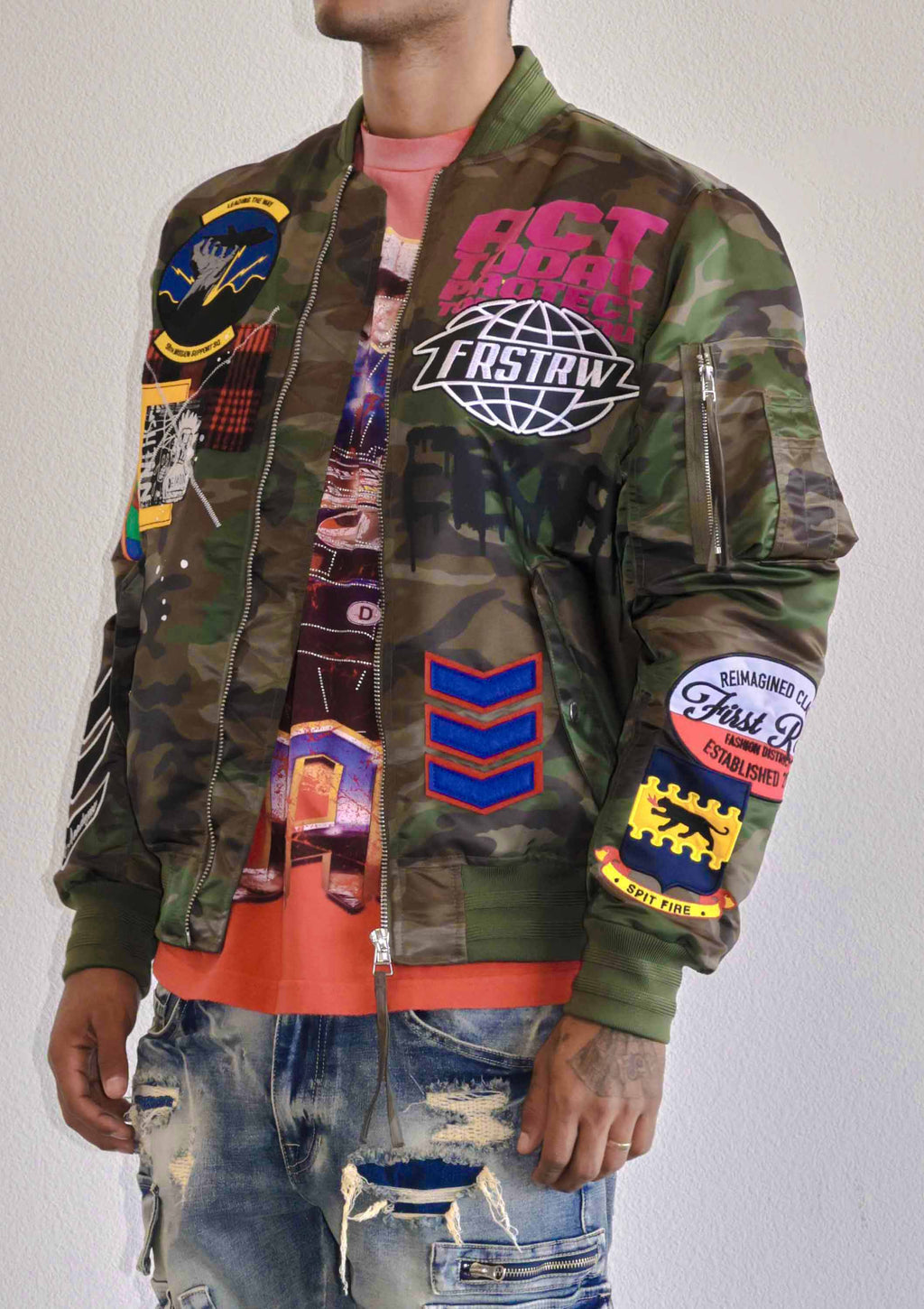 ACT TODAY MULTI PATCHES MA-1 JACKET