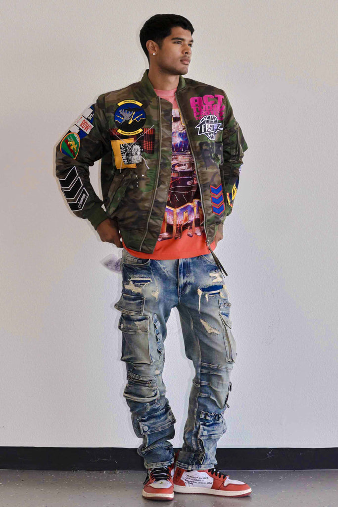 ACT TODAY MULTI PATCHES MA-1 JACKET