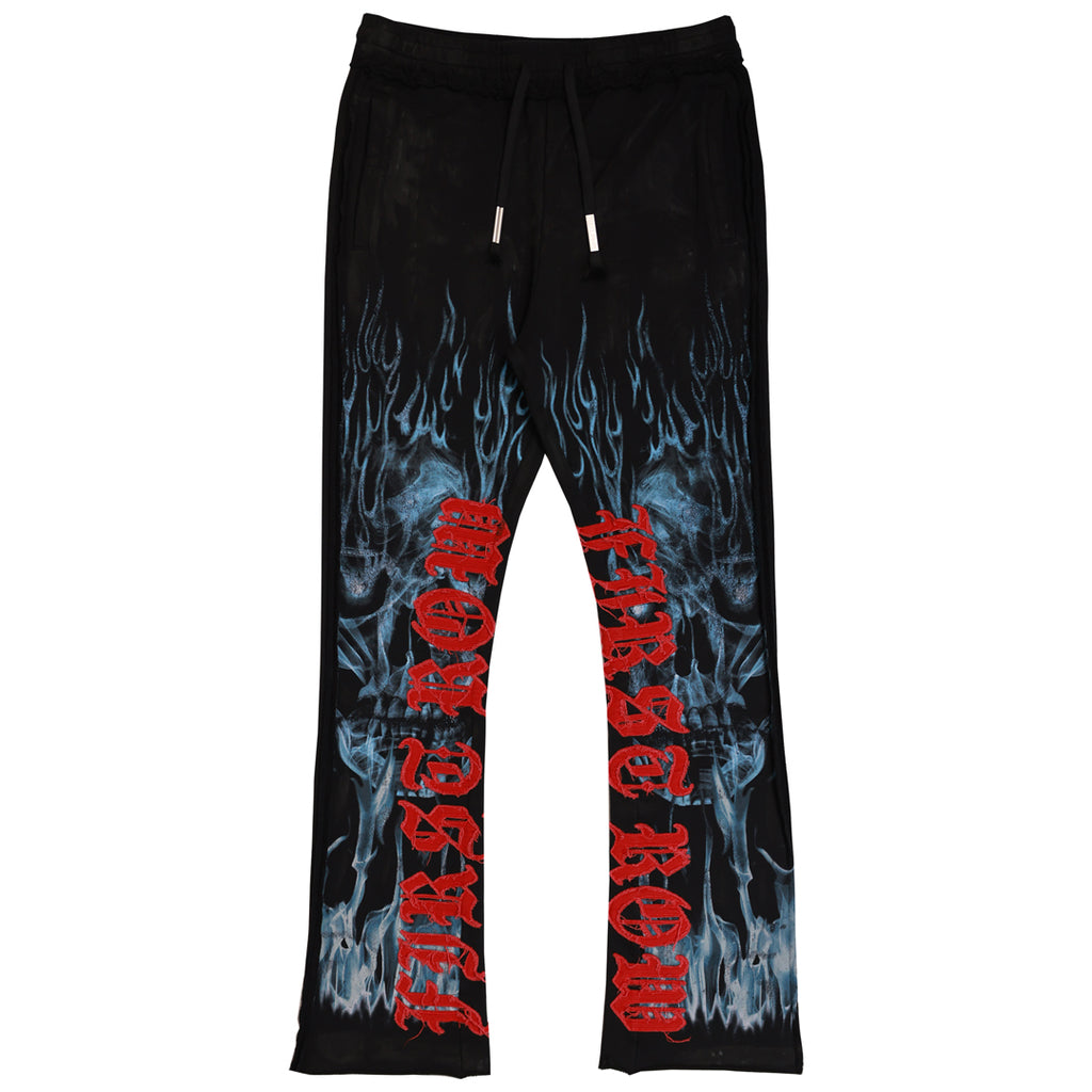 WAKE UP AND BE FIERCE FLAME APPLIQUE FLARE JOGGER