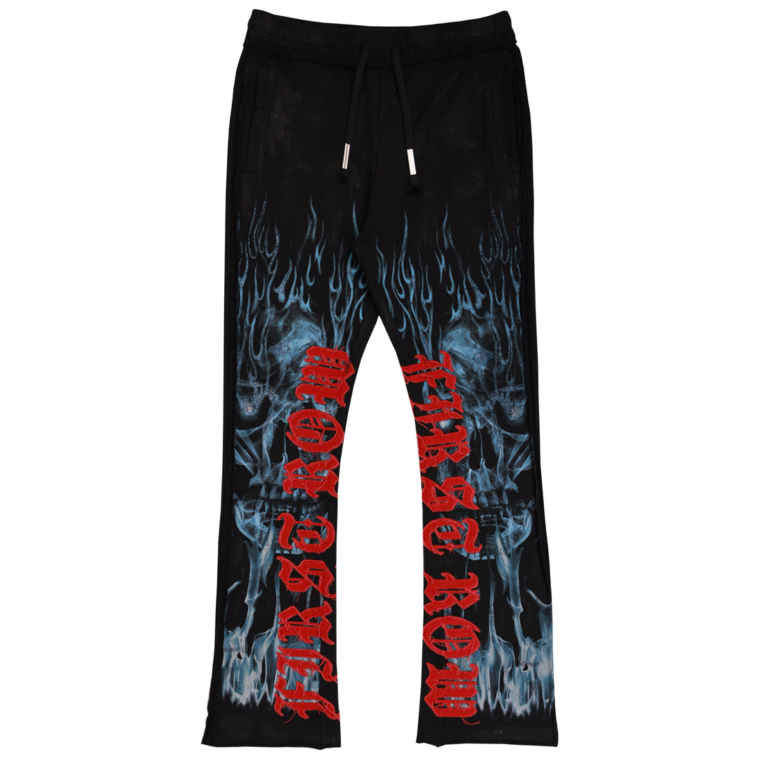 WAKE UP AND BE FIERCE FLAME APPLIQUE FLARE JOGGER