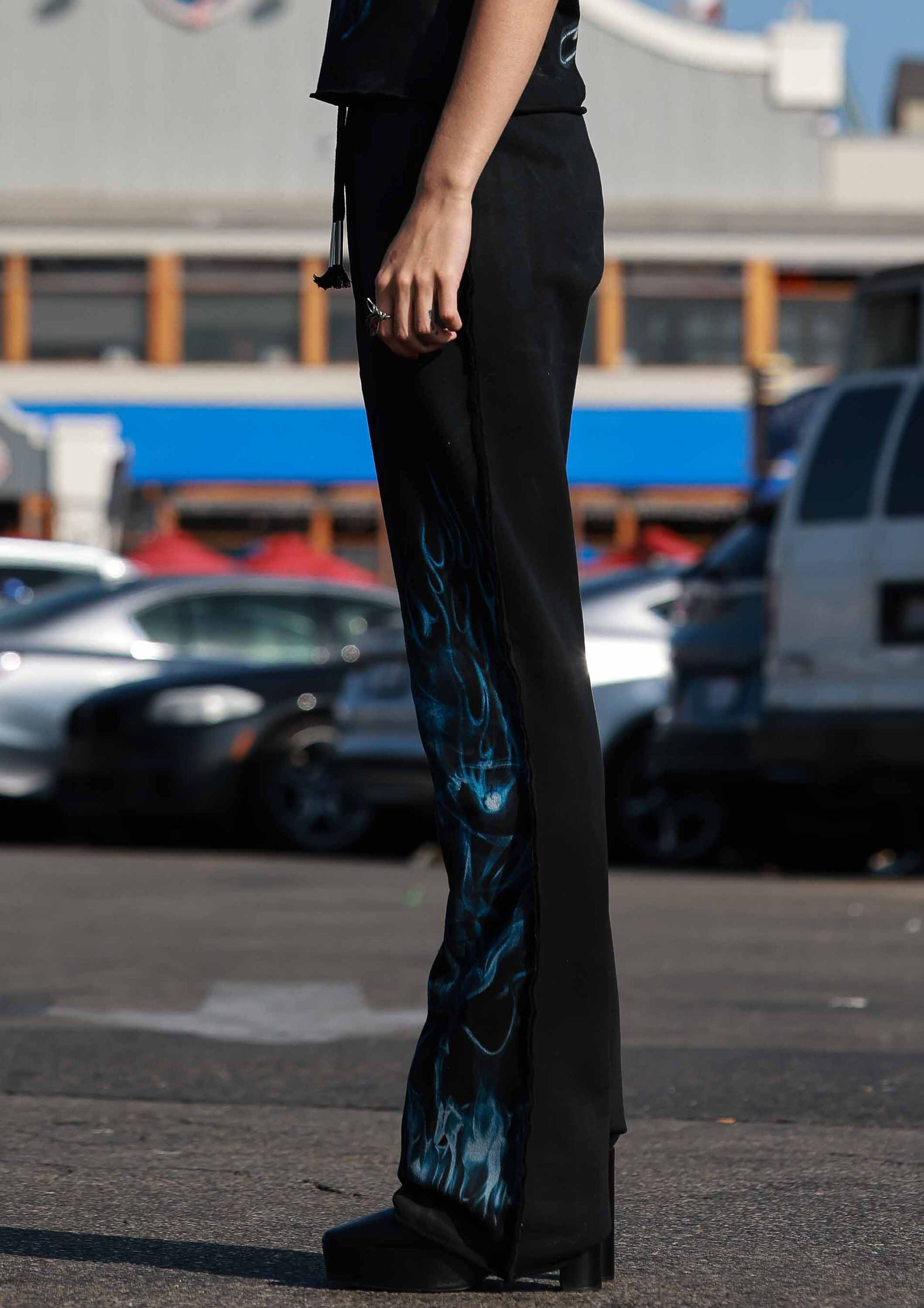 WAKE UP AND BE FIERCE FLAME APPLIQUE FLARE JOGGER