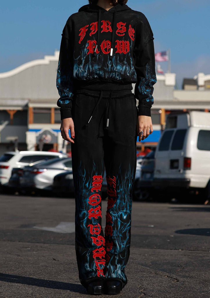 WAKE UP AND BE FIERCE FLAME APPLIQUE HOODIE