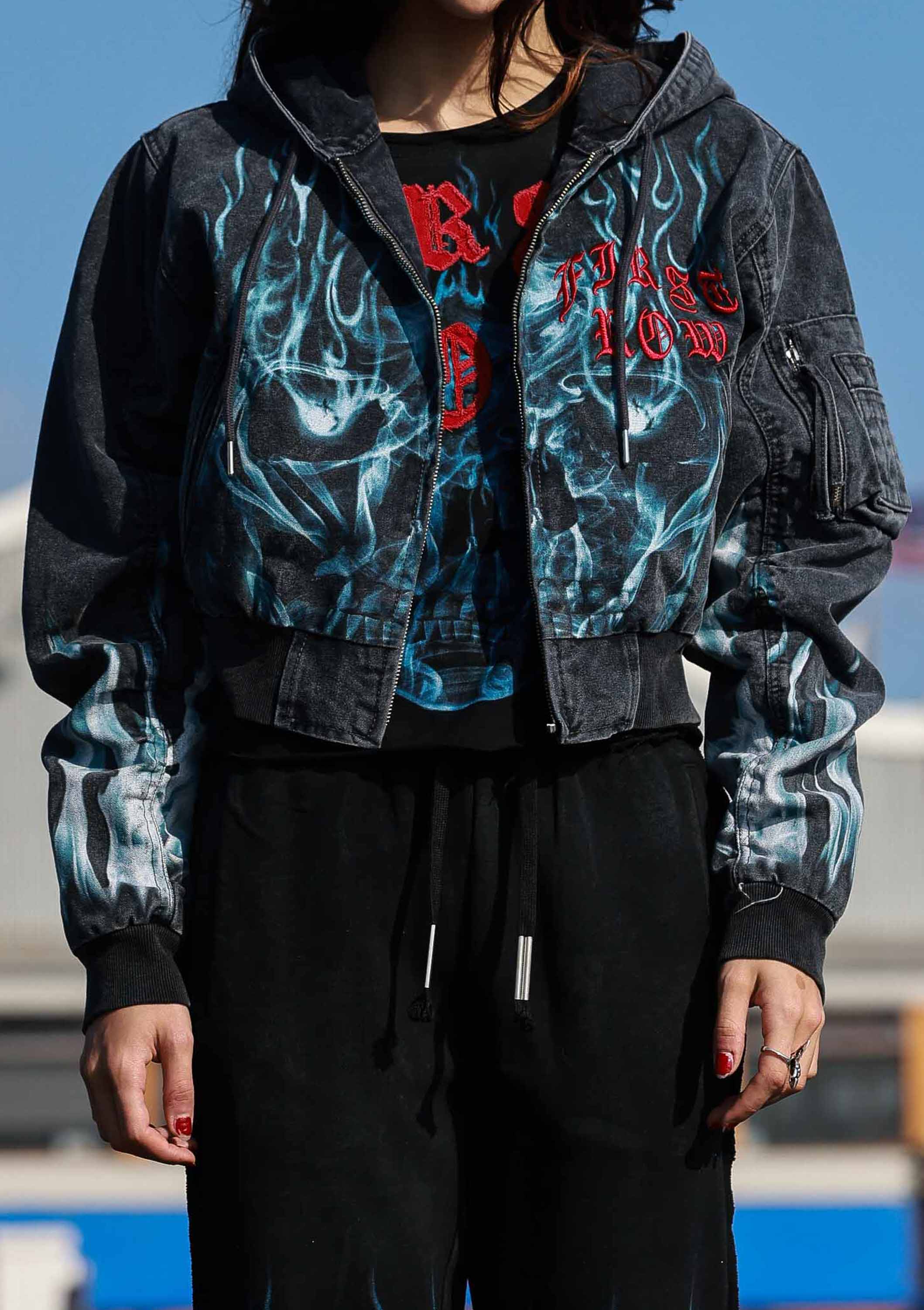 WAKE UP AND BE FIERCE FLAME HOOD JACKET
