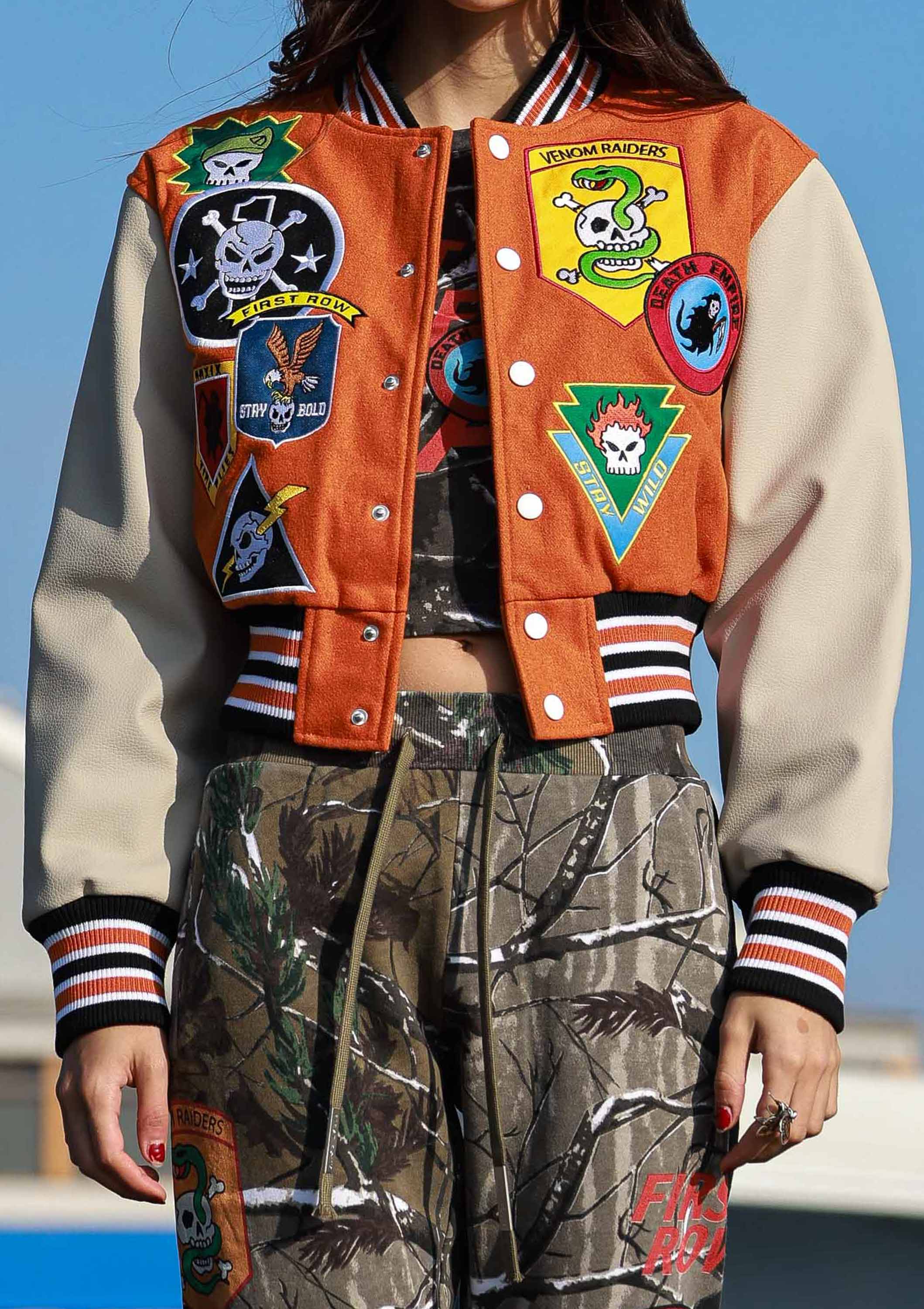 LOGO ALLOVER VARSITY JACKET
