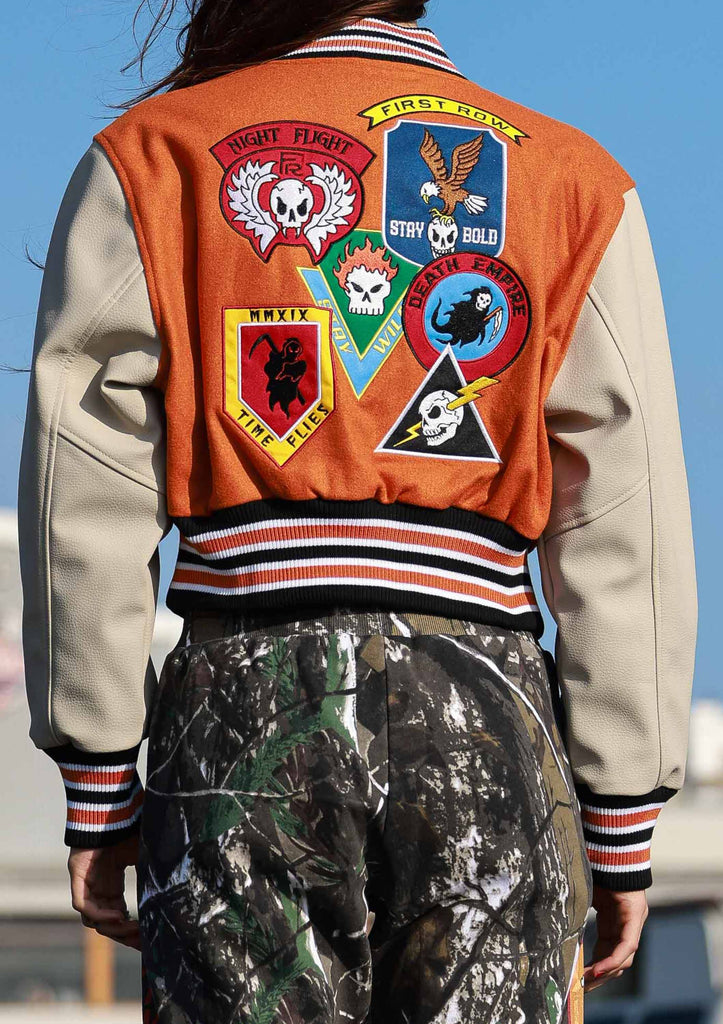 LOGO ALLOVER VARSITY JACKET