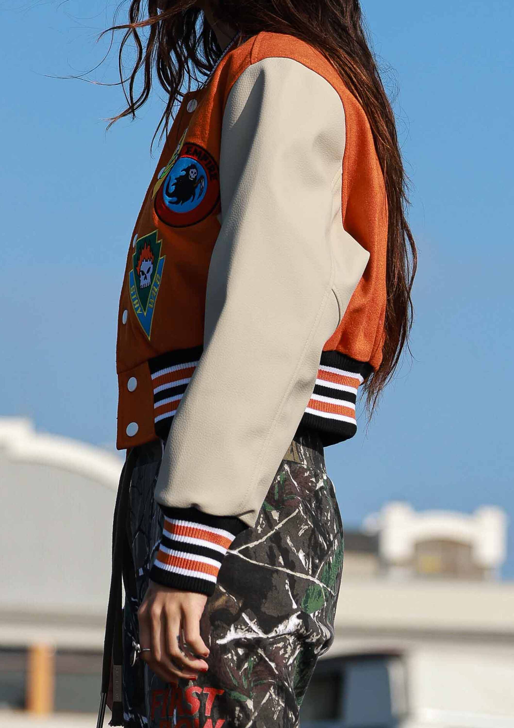 LOGO ALLOVER VARSITY JACKET