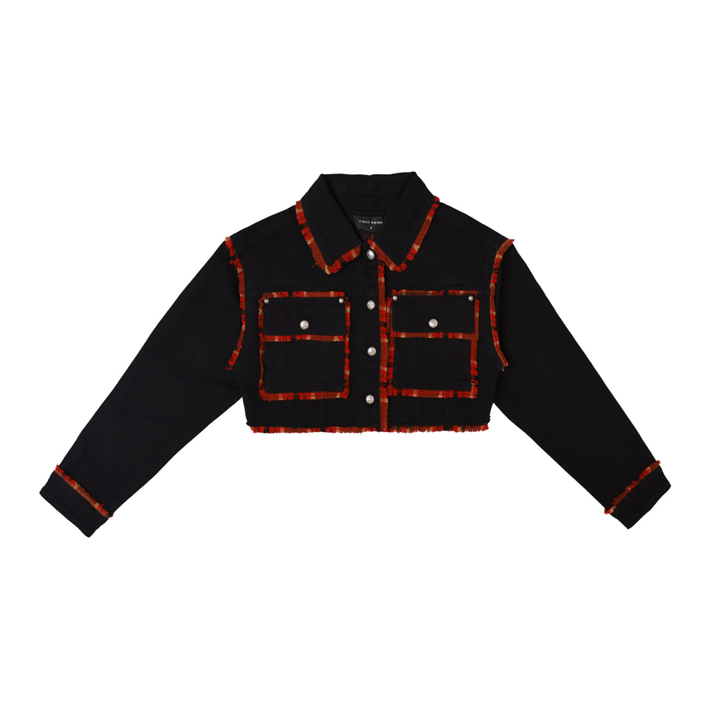 PLAID EDGE POINT CROP JACKET
