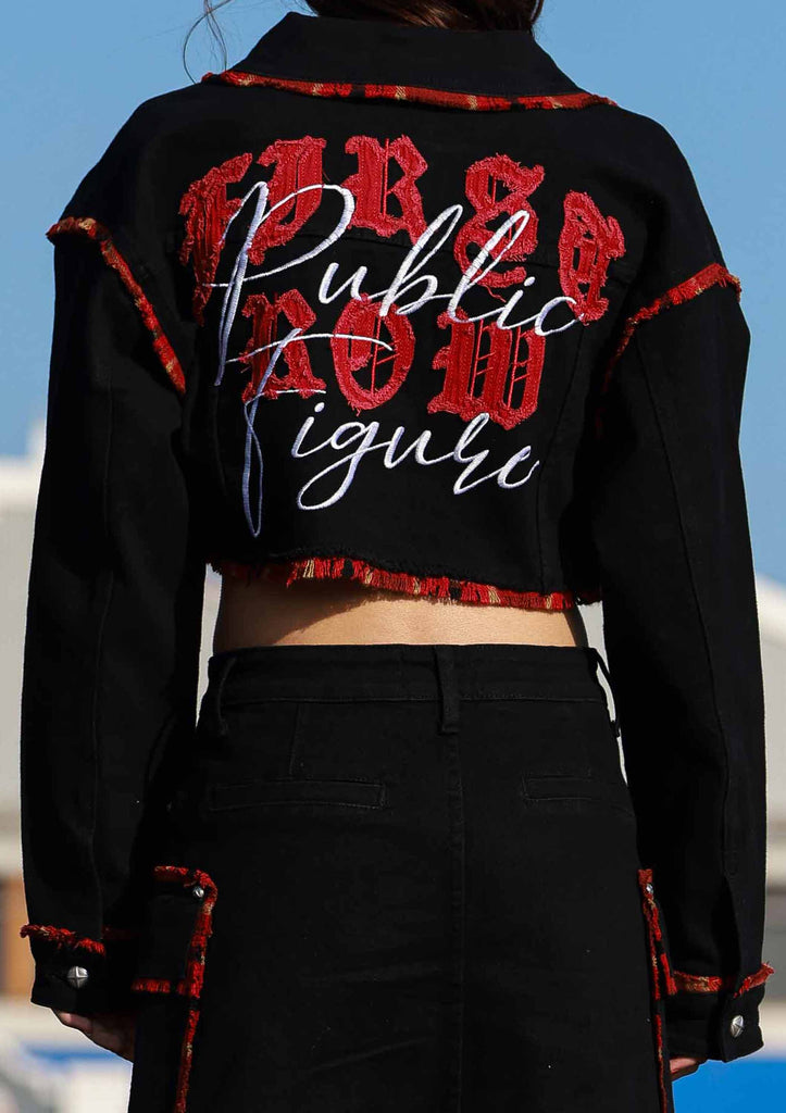 PLAID EDGE POINT CROP JACKET