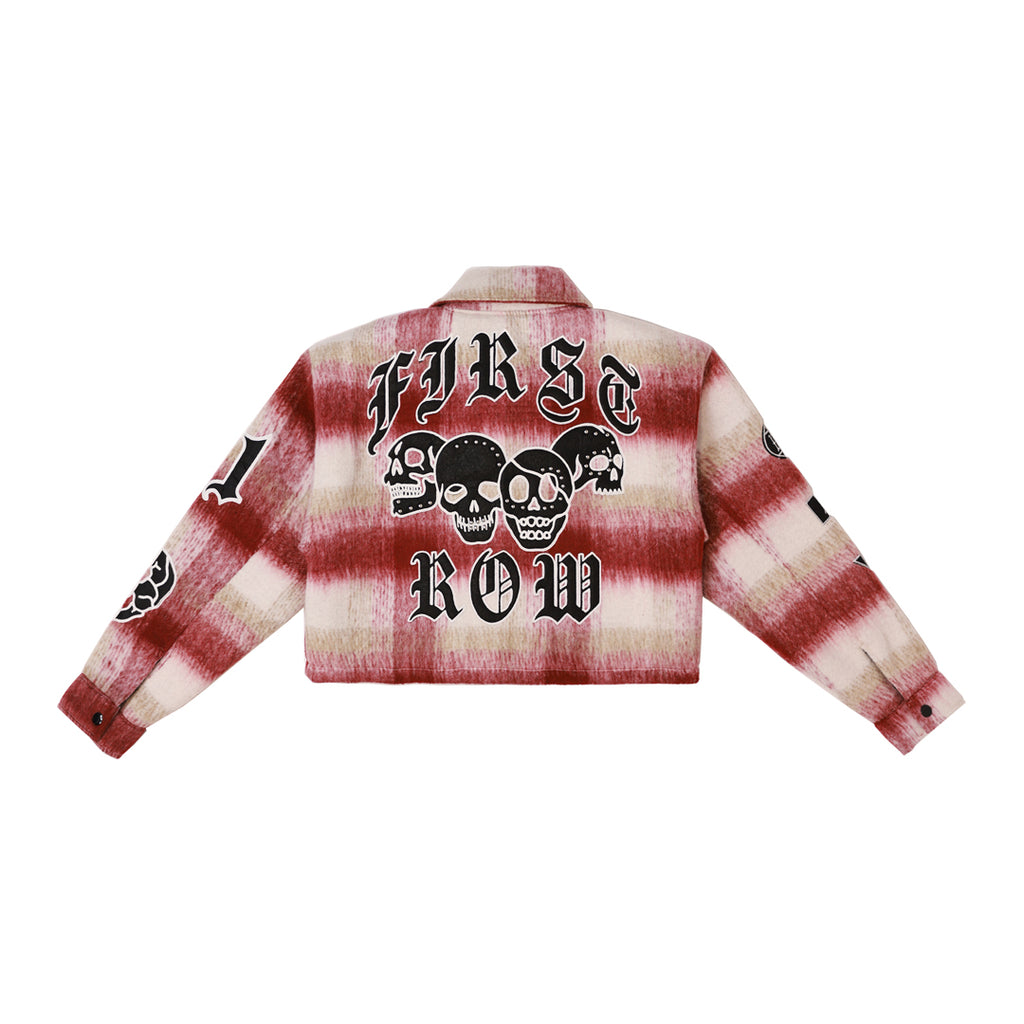 WAKE UP AND BE FIERCE CROP WOOL PLAID SHACKET