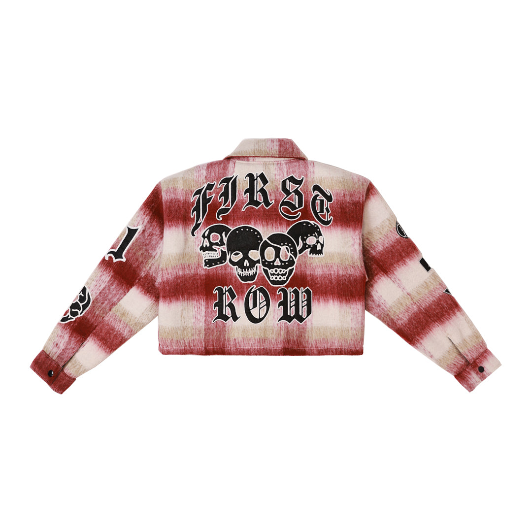 WAKE UP AND BE FIERCE CROP WOOL PLAID SHACKET