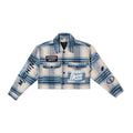 POST HUMAN CROP WOOL PLAID SHACKET