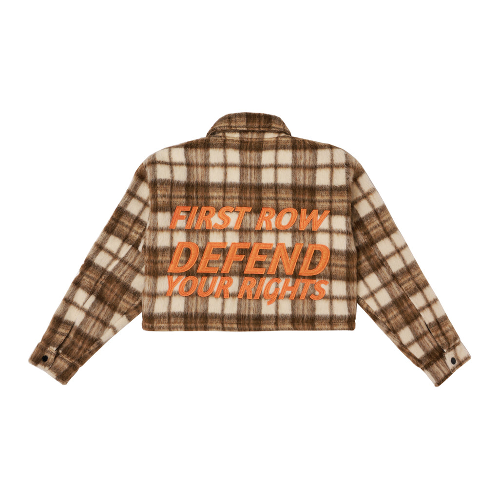 LOGO ALLOVER CROP WOOL PLAID SHACKET
