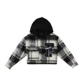 FR EMBLEM WOOL HOOD PLAID SHACKET