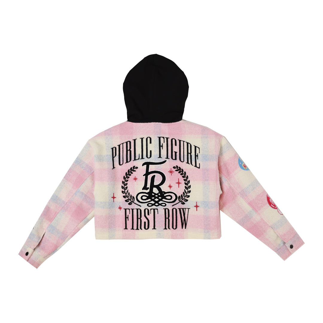 BETTER DAYS CROP WOOL HOOD PLAID SHACKET