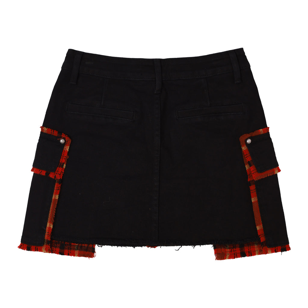 PLAID EDGE POINT CARGO MINI SKIRT