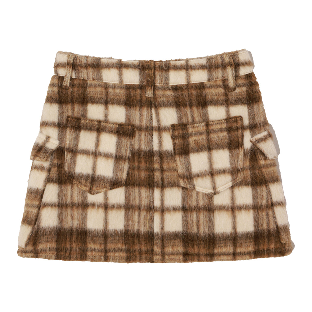 LOGO ALLOVER WOOL PLAID MINI SKIRT