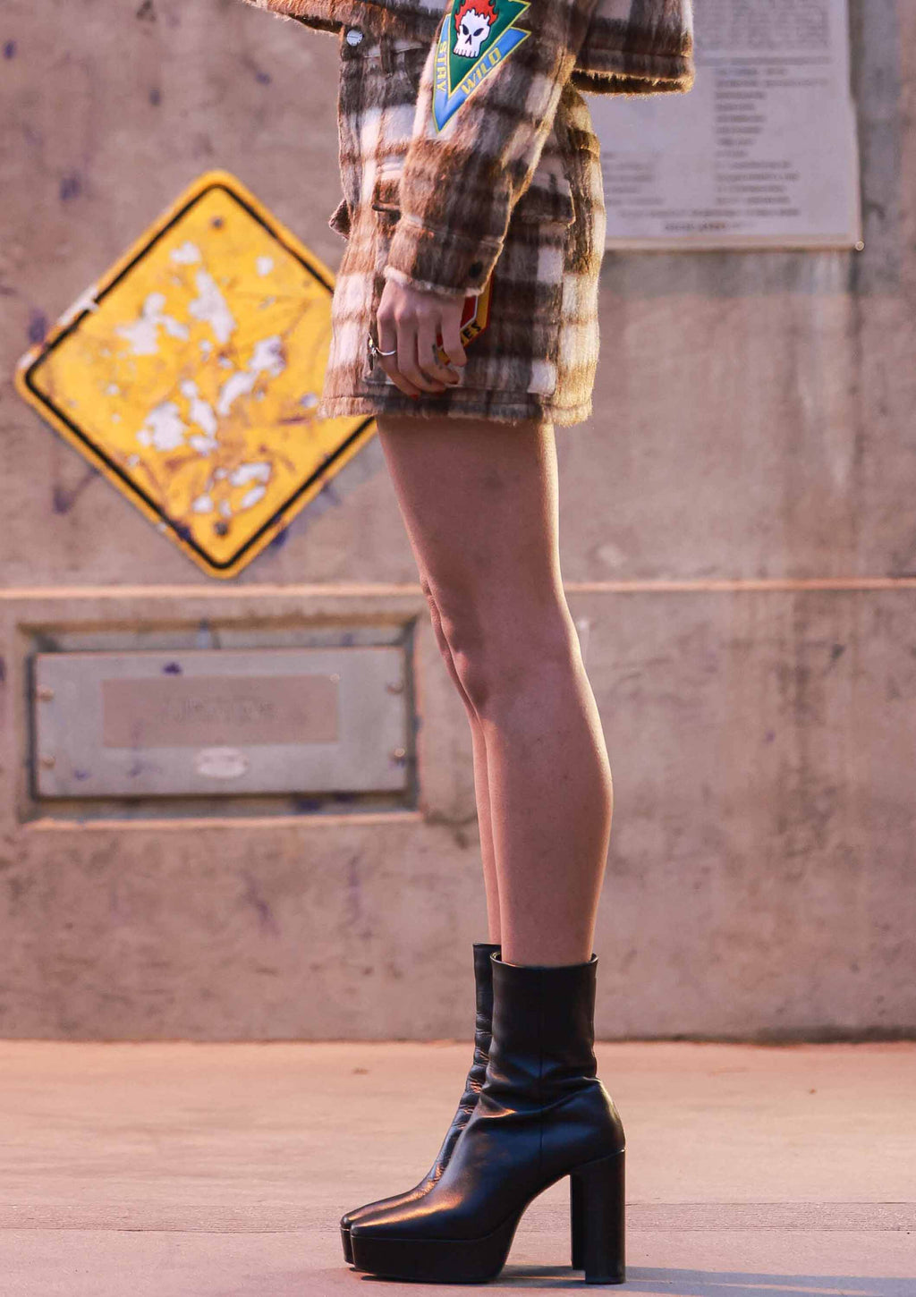 LOGO ALLOVER WOOL PLAID MINI SKIRT