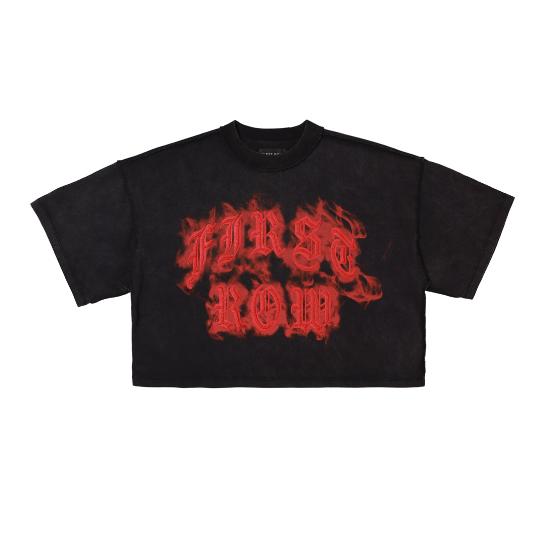 WAKE UP AND BE FIERCE FLAME CROP TEE