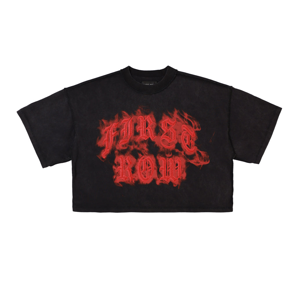 WAKE UP AND BE FIERCE FLAME CROP TEE