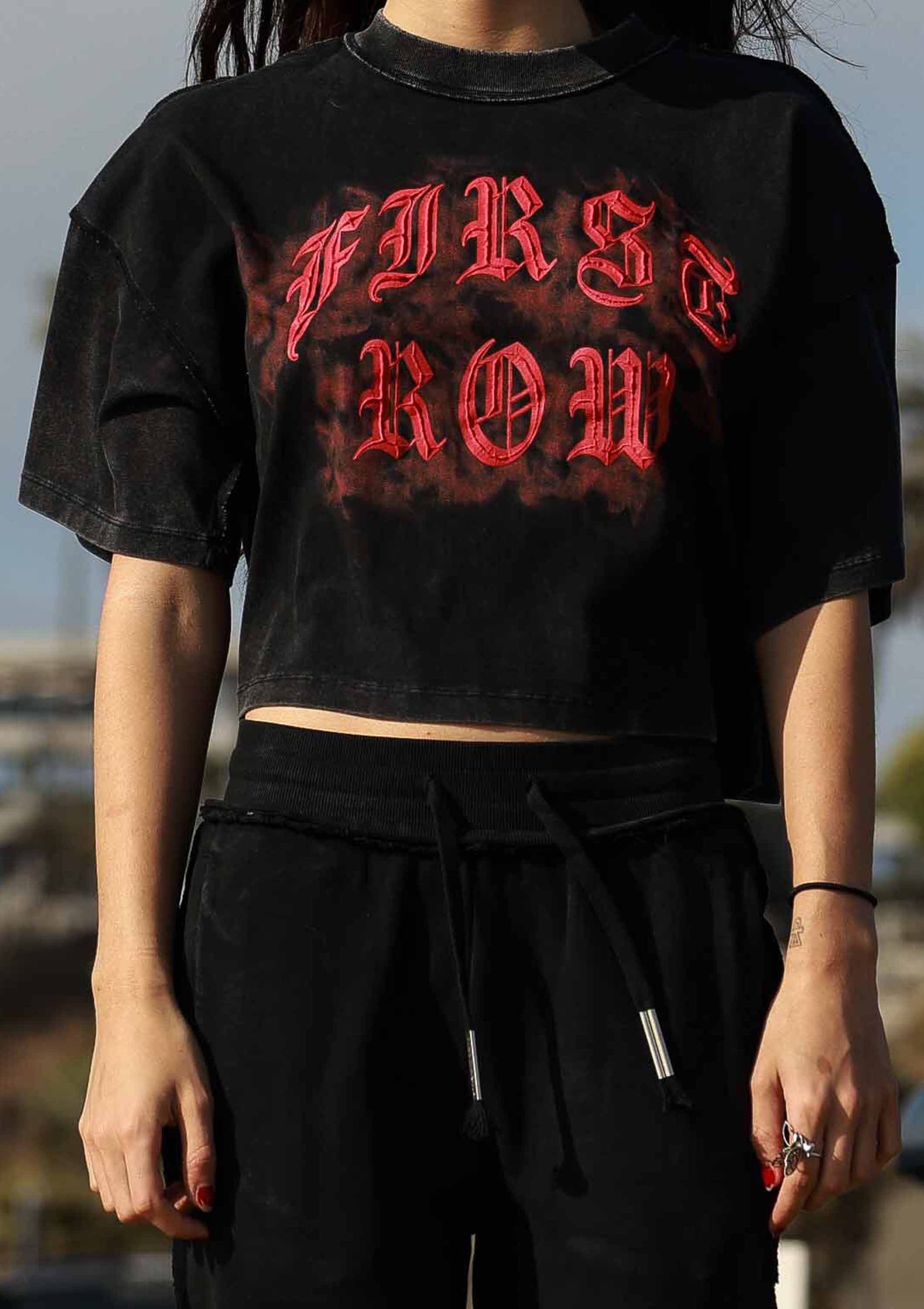 WAKE UP AND BE FIERCE FLAME CROP TEE