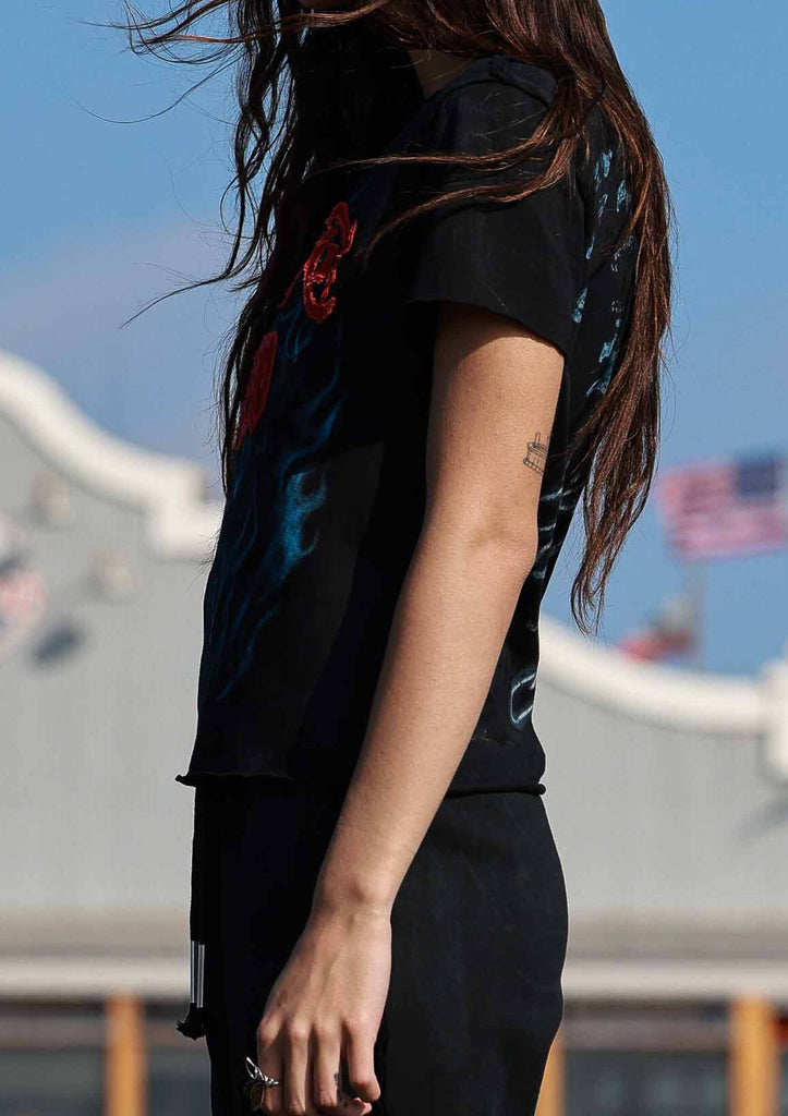 WAKE UP AND BE FIERCE FLAME APPLIQUE TEE