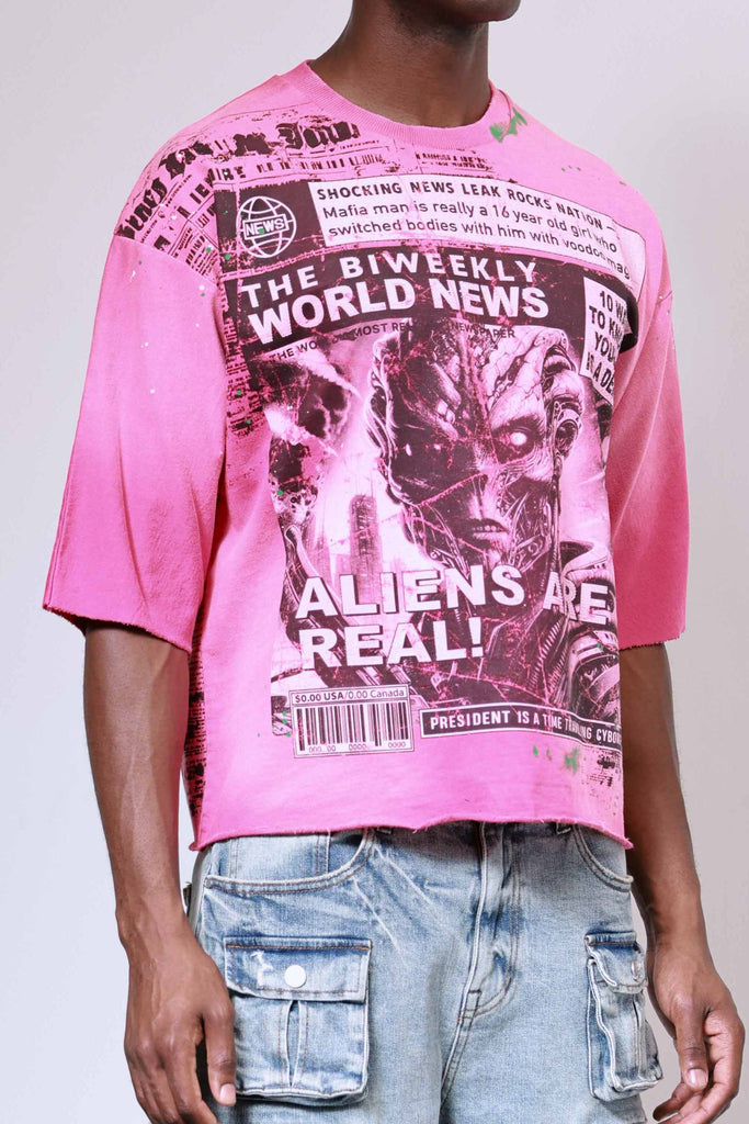 BREAKING NEWS ALIENS ARE REAL CROPPED TEE