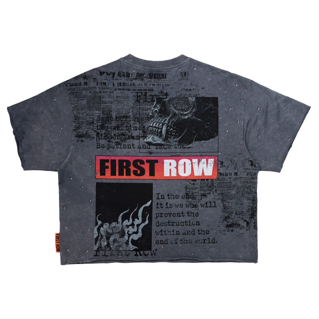 BREAKING NEWS BURNING FLAMES CROPPED TEE