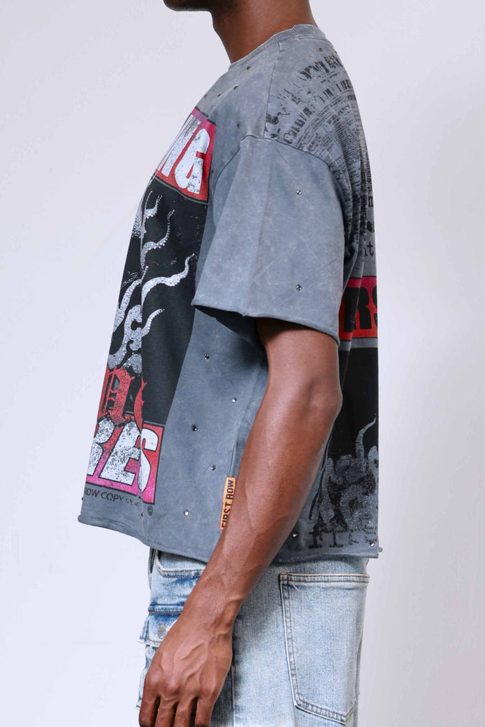 BREAKING NEWS BURNING FLAMES CROPPED TEE