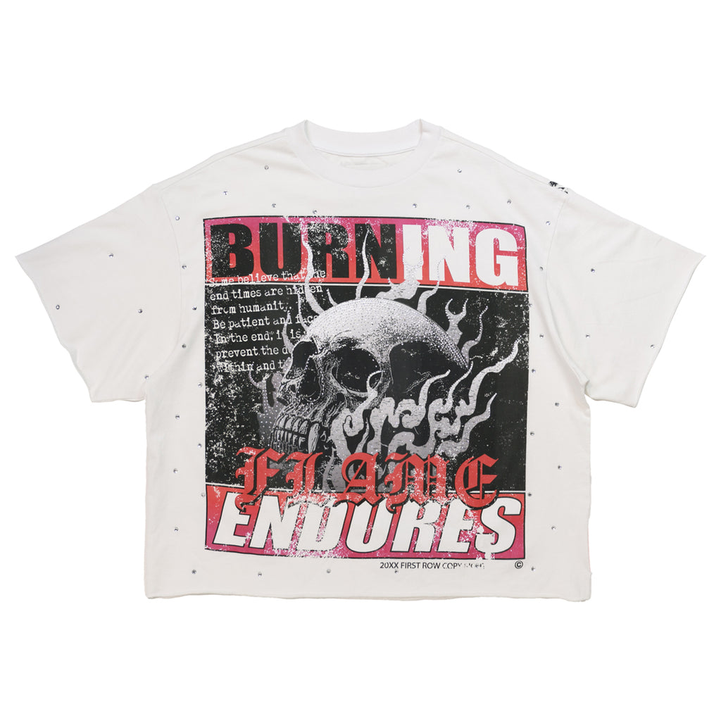 BREAKING NEWS BURNING FLAMES CROPPED TEE