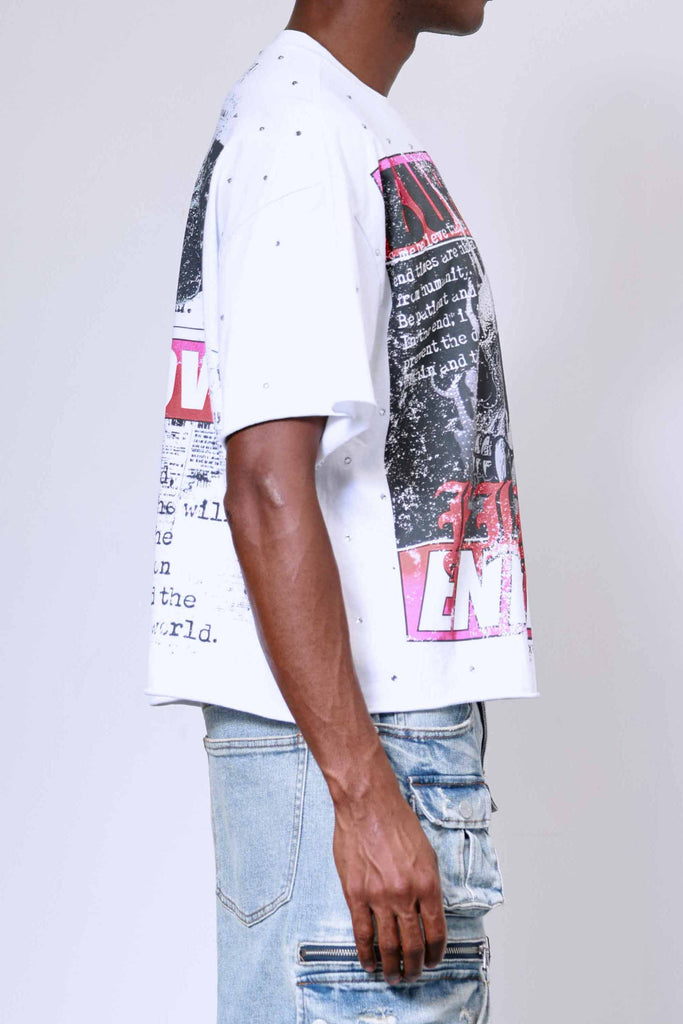 BREAKING NEWS BURNING FLAMES CROPPED TEE