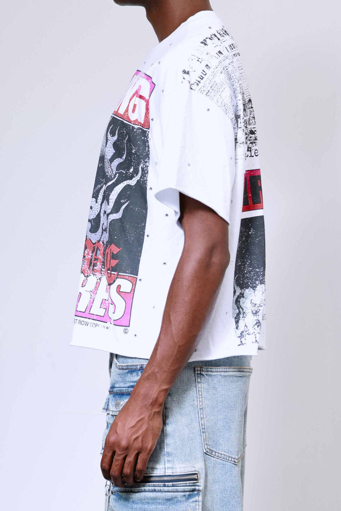 BREAKING NEWS BURNING FLAMES CROPPED TEE