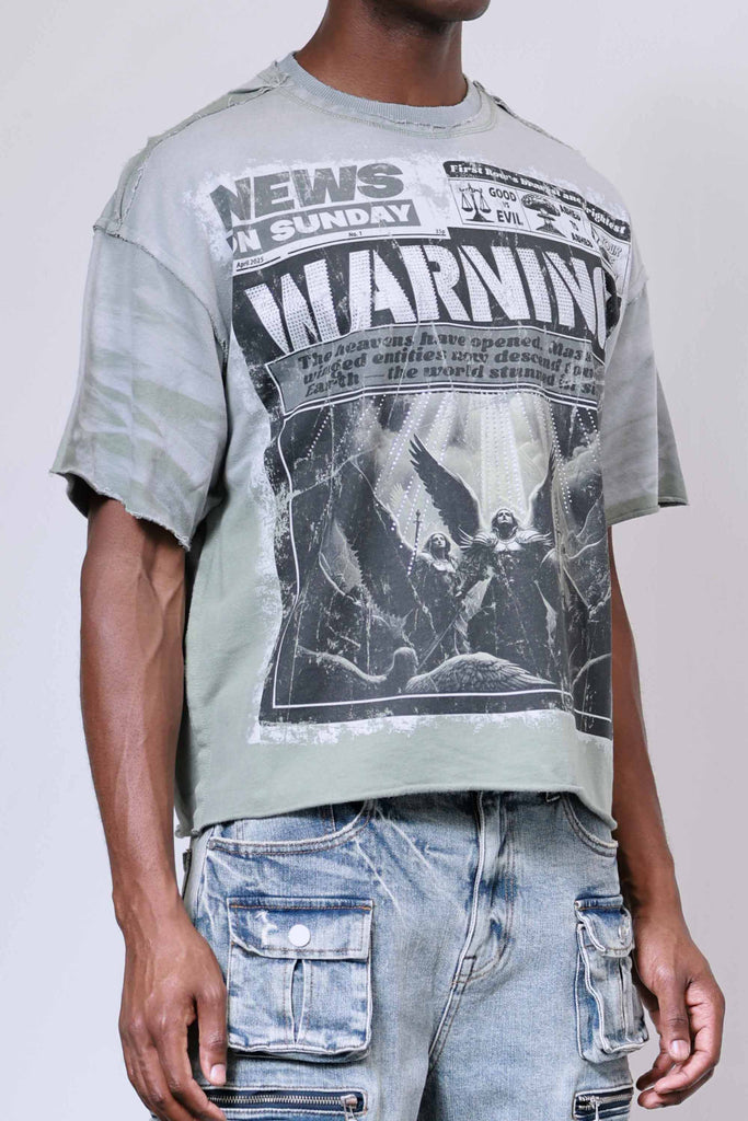 BREAKING NEWS WARNING FROM HEAVEN CROPPED TEE