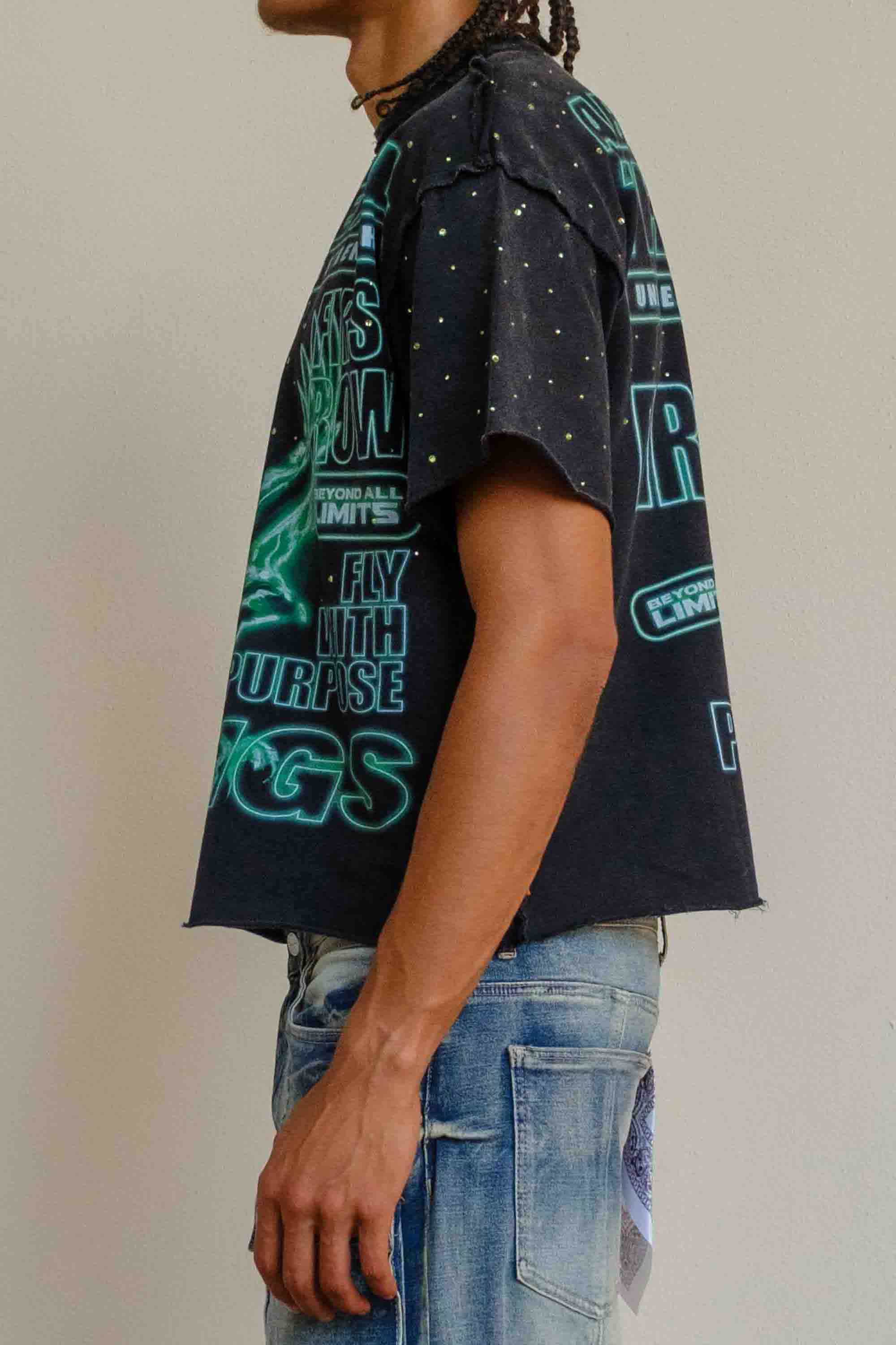 ABOVE ALL THINGS NOCTURNAL FLIGHT CROPPED TEE