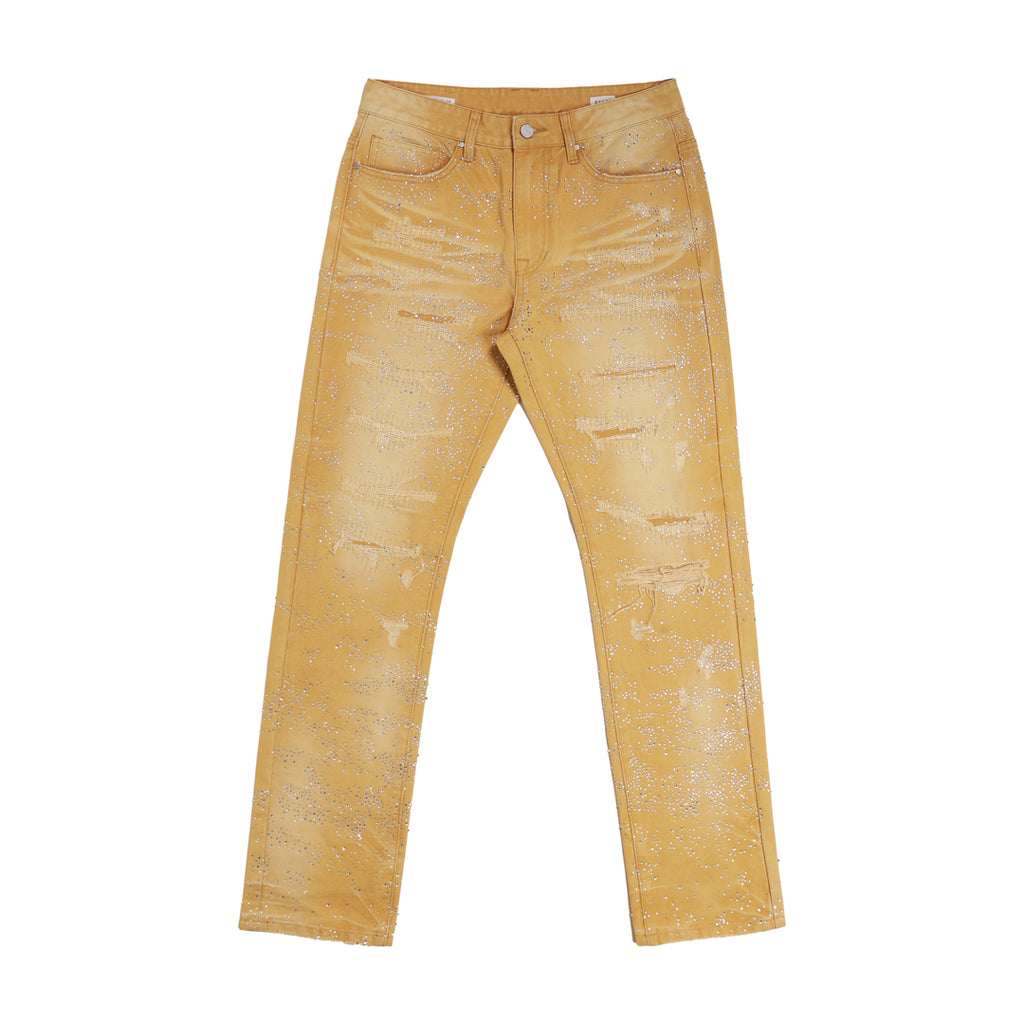 ALLOVER RHINE STONE RIPPED PANTS