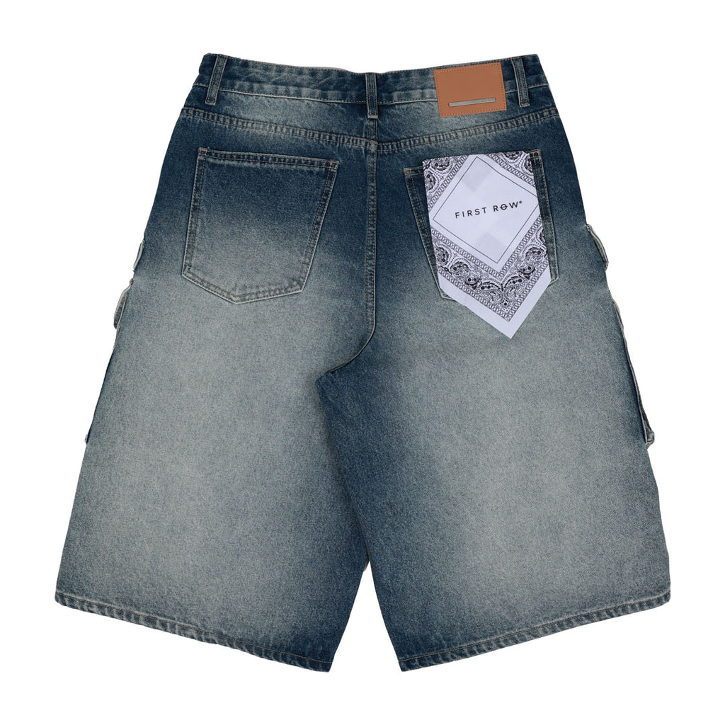 WASHED MULTI CARGO DENIM JORTS