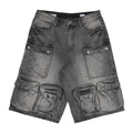 WASHED MULTI CARGO DENIM JORTS
