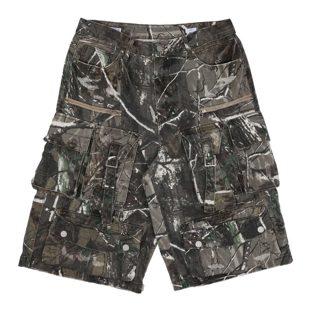 WASHED MULTI CARGO DENIM JORTS